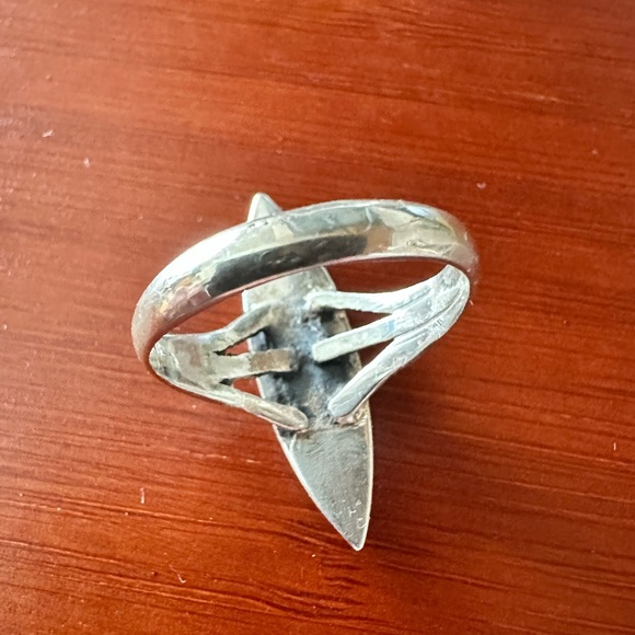 Blue Turquoise Inlay and Silver Ring Zuni Inlay Unisex Style 8.5 - Picture 9 of 9